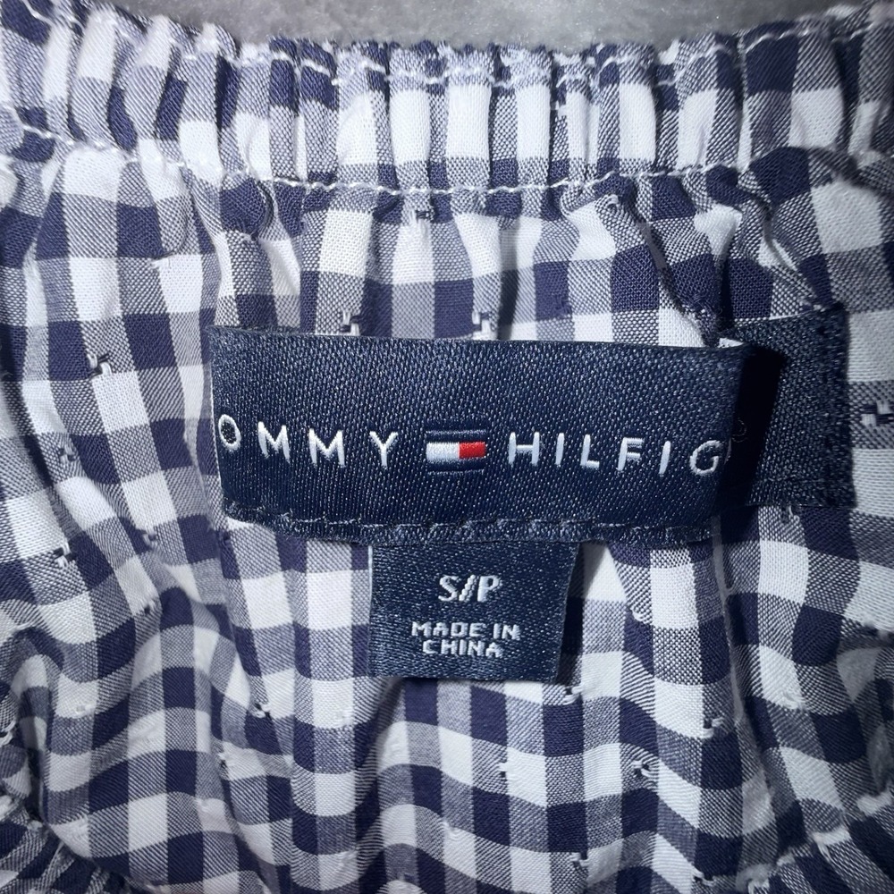 Tommy Hilfiger Checkered Dress‎ Navy & White Size Small Petite Beach Spring - Picture 6 of 11
